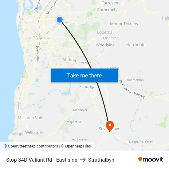 Stop 34D Valiant Rd - East side to Strathalbyn map