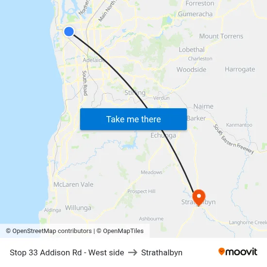 Stop 33 Addison Rd - West side to Strathalbyn map