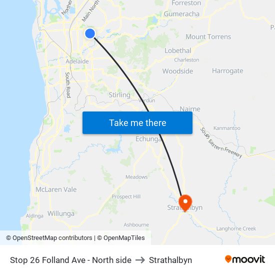 Stop 26 Folland Ave - North side to Strathalbyn map