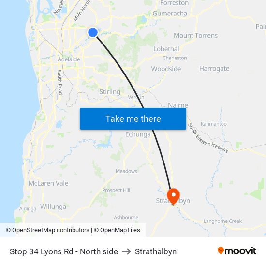 Stop 34 Lyons Rd - North side to Strathalbyn map