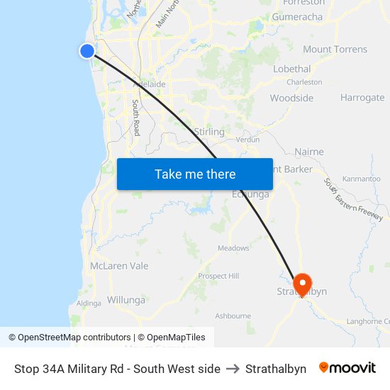 Stop 34A Military Rd - South West side to Strathalbyn map