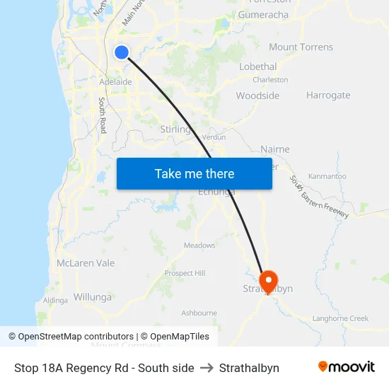 Stop 18A Regency Rd - South side to Strathalbyn map