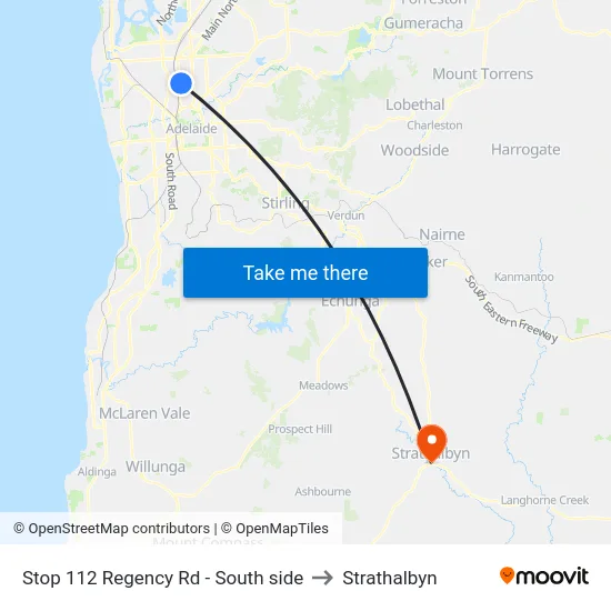 Stop 112 Regency Rd - South side to Strathalbyn map
