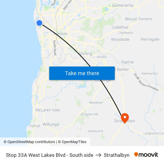 Stop 33A West Lakes Blvd - South side to Strathalbyn map