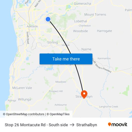 Stop 26 Montacute Rd - South side to Strathalbyn map