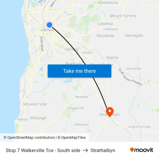 Stop 7 Walkerville Tce - South side to Strathalbyn map