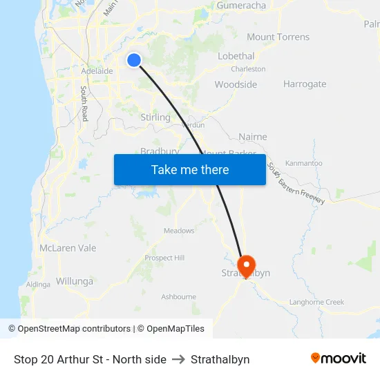 Stop 20 Arthur St - North side to Strathalbyn map