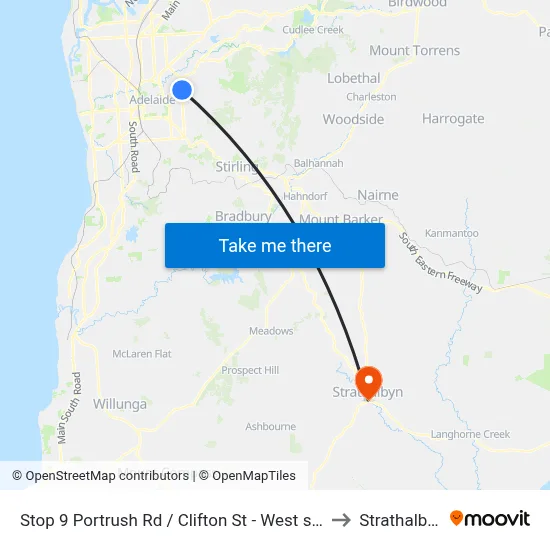 Stop 9 Portrush Rd / Clifton St - West side to Strathalbyn map