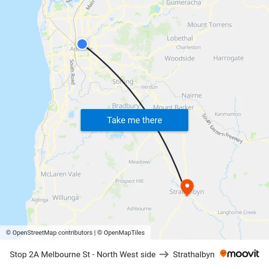 Stop 2A Melbourne St - North West side to Strathalbyn map