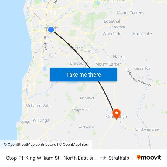 Stop F1 King William St - North East side to Strathalbyn map