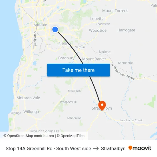 Stop 14A Greenhill Rd - South West side to Strathalbyn map