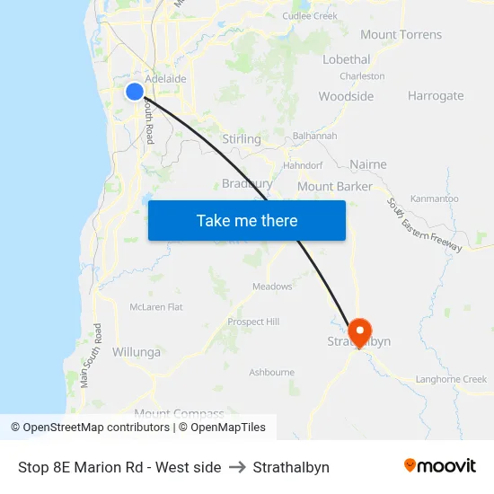 Stop 8E Marion Rd - West side to Strathalbyn map