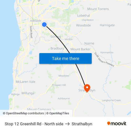 Stop 12 Greenhill Rd - North side to Strathalbyn map