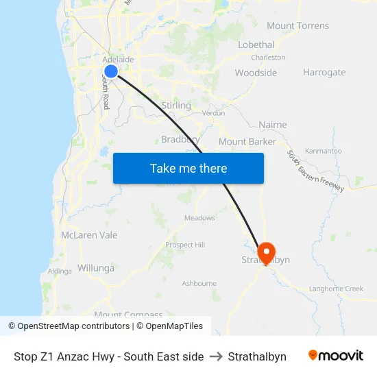 Stop Z1 Anzac Hwy - South East side to Strathalbyn map