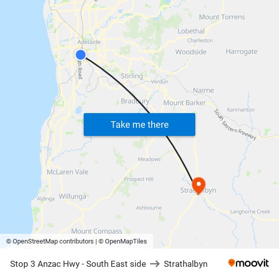 Stop 3 Anzac Hwy - South East side to Strathalbyn map