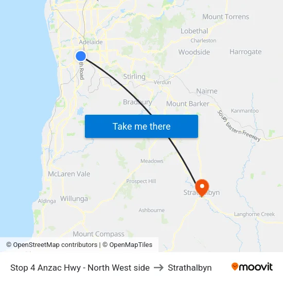Stop 4 Anzac Hwy - North West side to Strathalbyn map