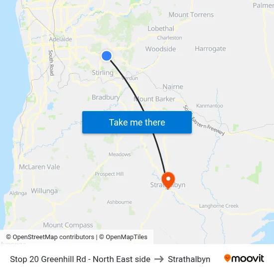 Stop 20 Greenhill Rd - North East side to Strathalbyn map