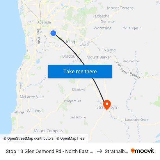 Stop 13 Glen Osmond Rd - North East side to Strathalbyn map