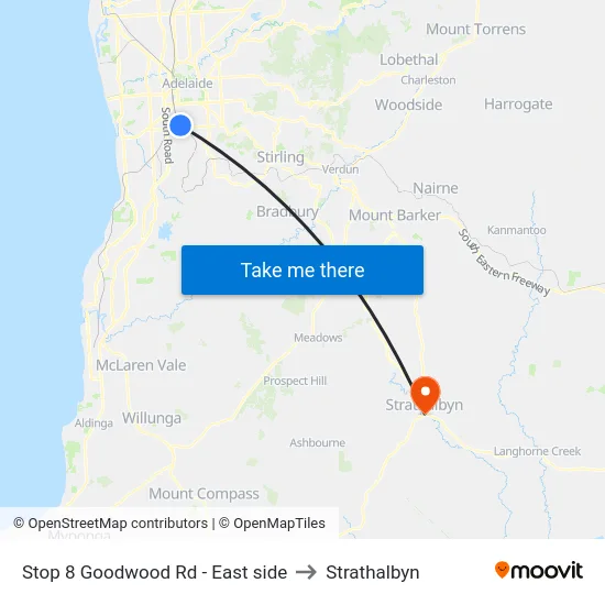Stop 8 Goodwood Rd - East side to Strathalbyn map