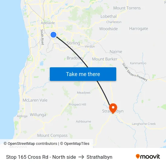 Stop 165 Cross Rd - North side to Strathalbyn map