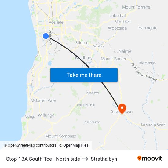 Stop 13A South Tce - North side to Strathalbyn map