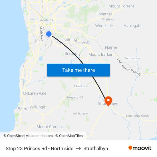 Stop 23 Princes Rd - North side to Strathalbyn map