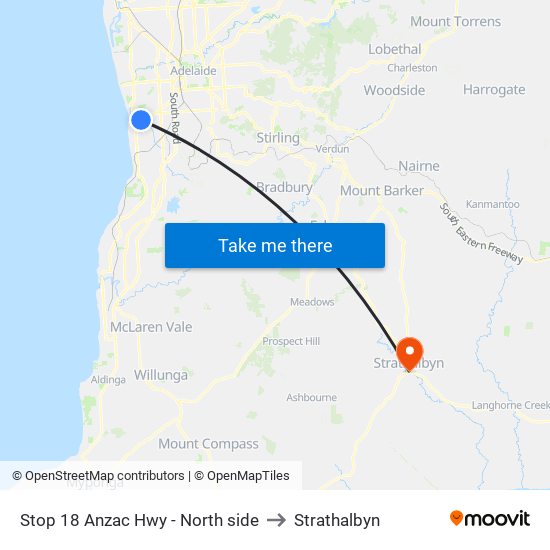Stop 18 Anzac Hwy - North side to Strathalbyn map