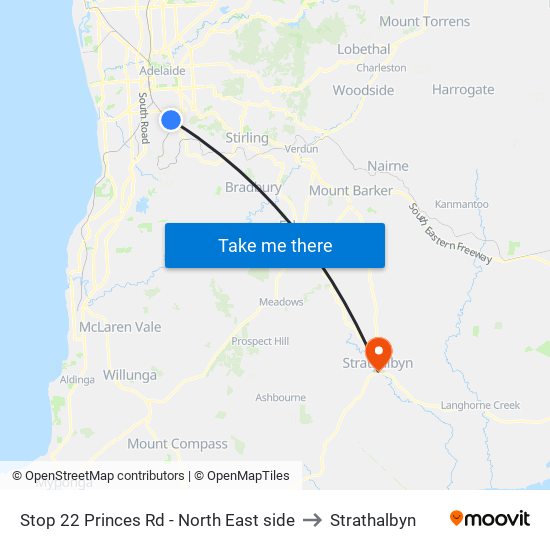 Stop 22 Princes Rd - North East side to Strathalbyn map