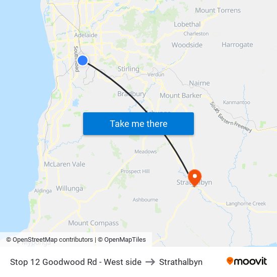 Stop 12 Goodwood Rd - West side to Strathalbyn map