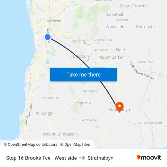 Stop 16 Brooks Tce - West side to Strathalbyn map