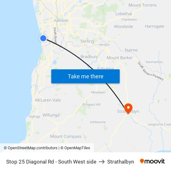 Stop 25 Diagonal Rd - South West side to Strathalbyn map