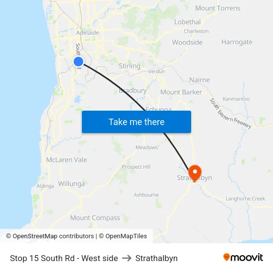 Stop 15 South Rd - West side to Strathalbyn map