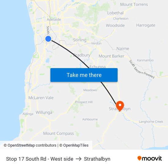 Stop 17 South Rd - West side to Strathalbyn map