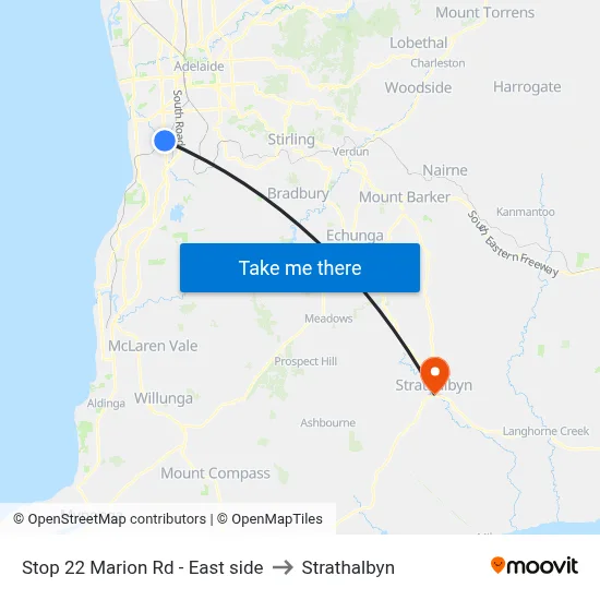 Stop 22 Marion Rd - East side to Strathalbyn map