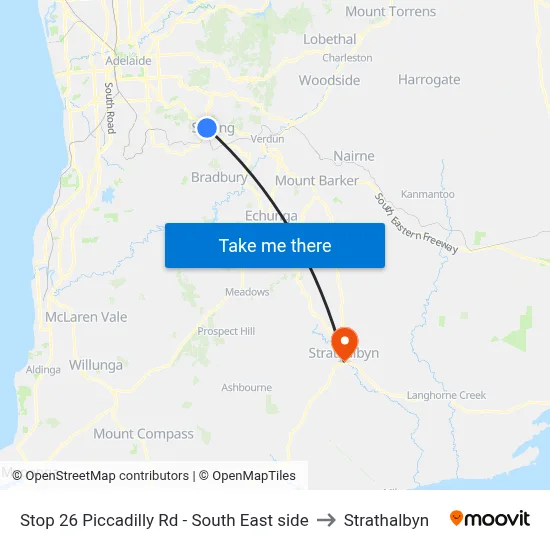 Stop 26 Piccadilly Rd - South East side to Strathalbyn map