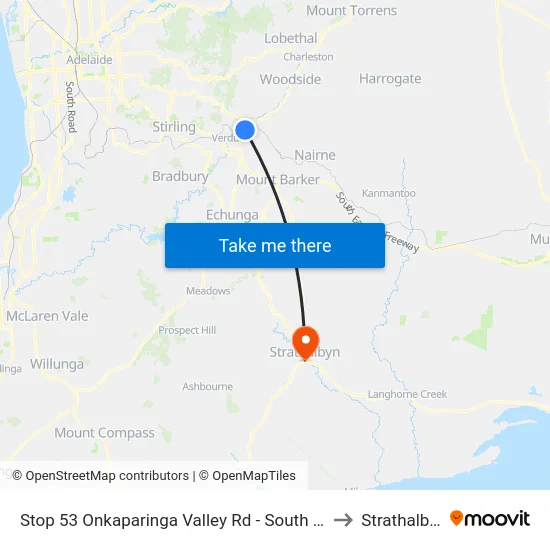 Stop 53 Onkaparinga Valley Rd - South side to Strathalbyn map