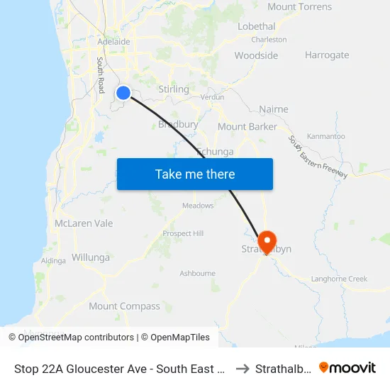 Stop 22A Gloucester Ave - South East side to Strathalbyn map