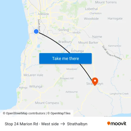 Stop 24 Marion Rd - West side to Strathalbyn map