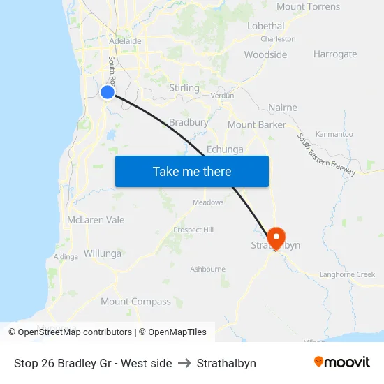 Stop 26 Bradley Gr - West side to Strathalbyn map