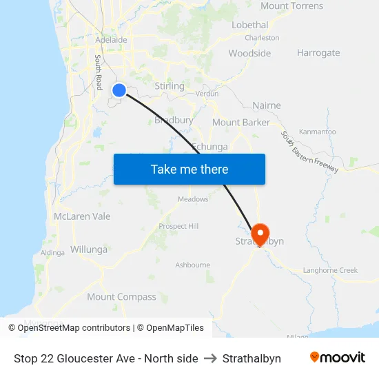 Stop 22 Gloucester Ave - North side to Strathalbyn map