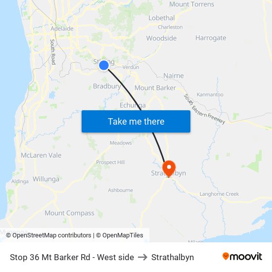 Stop 36 Mt Barker Rd - West side to Strathalbyn map