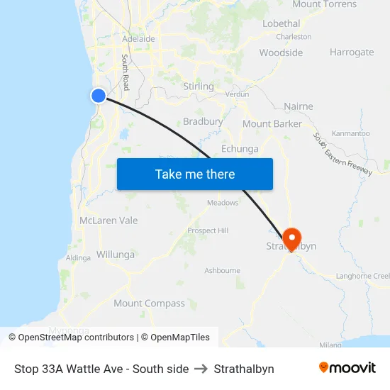 Stop 33A Wattle Ave - South side to Strathalbyn map