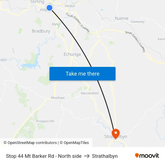 Stop 44 Mt Barker Rd - North side to Strathalbyn map