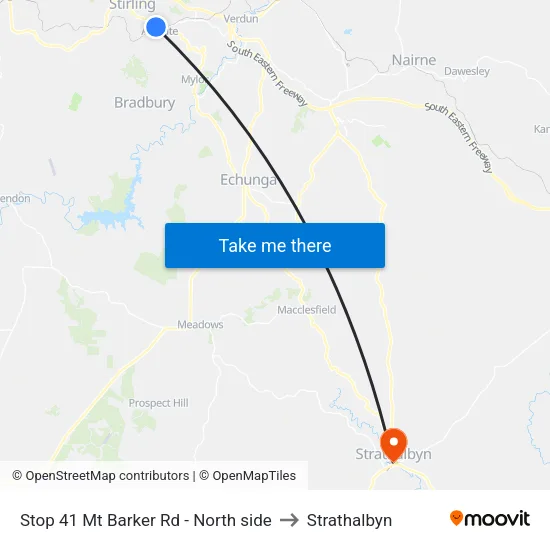Stop 41 Mt Barker Rd - North side to Strathalbyn map