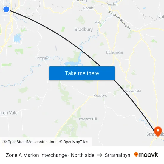 Zone A Marion Interchange - North side to Strathalbyn map