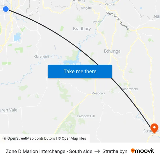 Zone D Marion Interchange - South side to Strathalbyn map