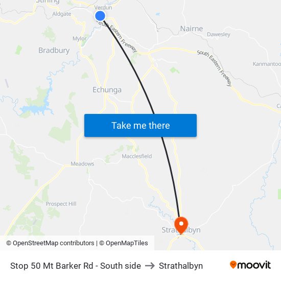 Stop 50 Mt Barker Rd - South side to Strathalbyn map