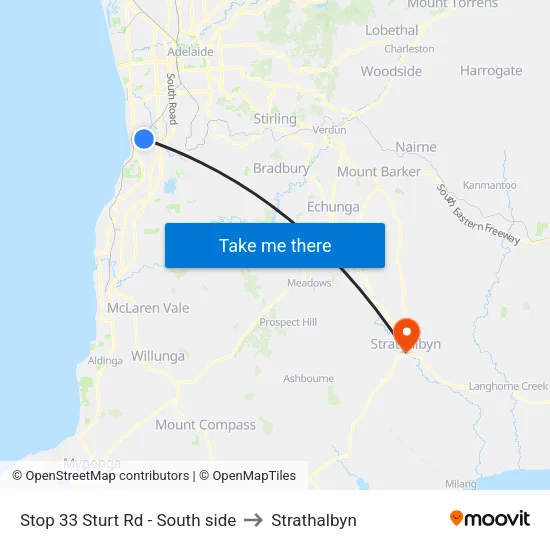 Stop 33 Sturt Rd - South side to Strathalbyn map