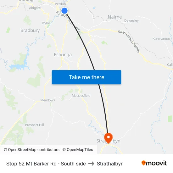 Stop 52 Mt Barker Rd - South side to Strathalbyn map