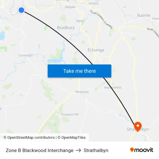 Zone B Blackwood Interchange to Strathalbyn map